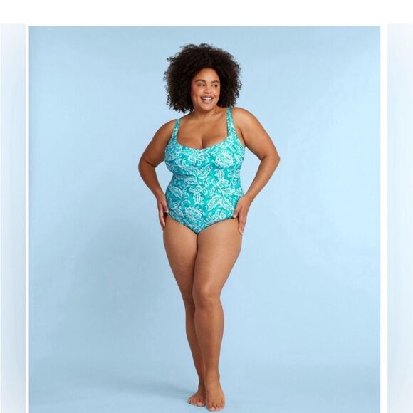 L.L. Bean x Summersalt NEW Seascape Sweetheart One Piece Swimsuit Blue Batik - Picture 2 of 8